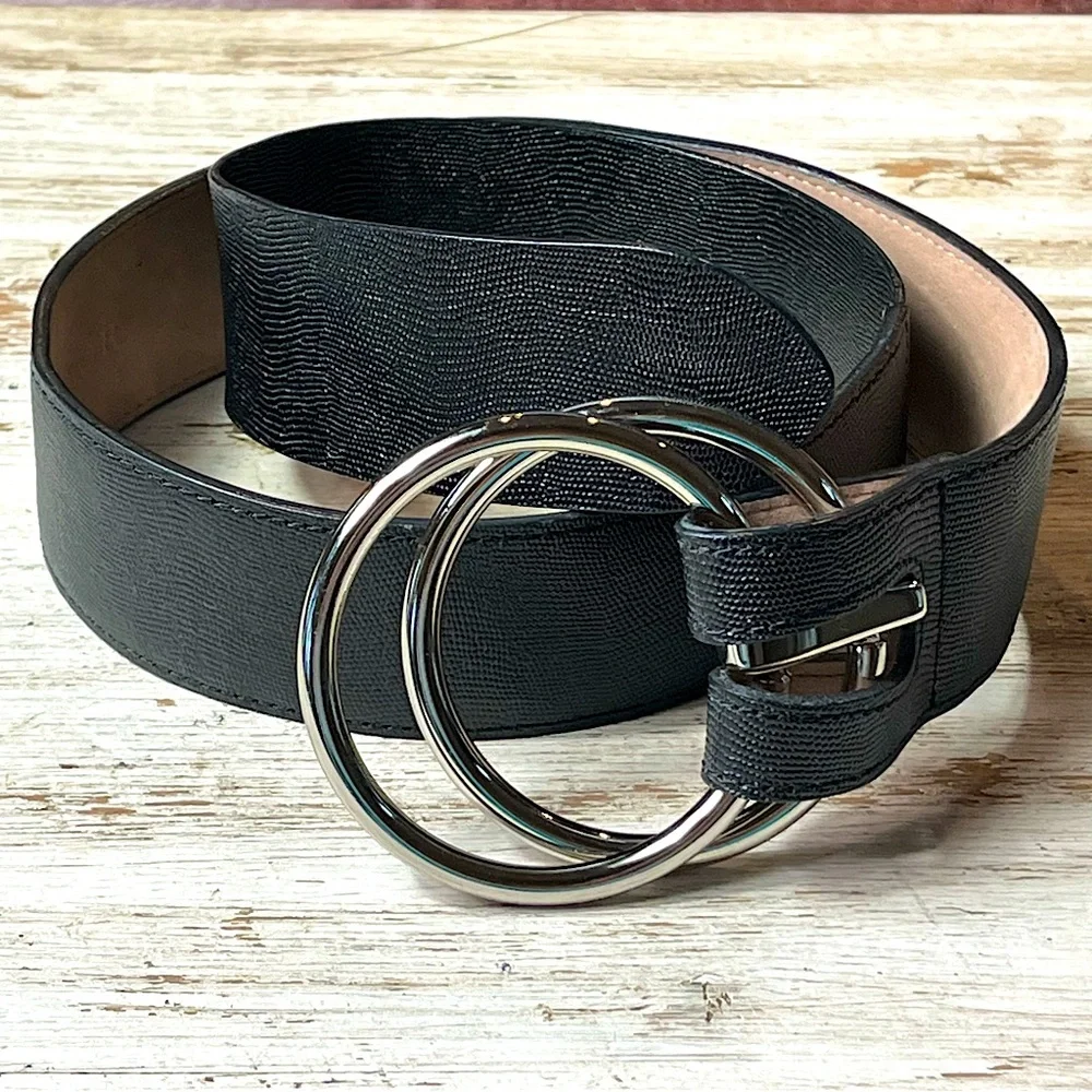 ⬇️ Ann Taylor Double Ring Leather Belt - Picture 1 of 9